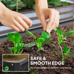 OUTSUNNY Raised Garden Bed Metal Garden Flower Vegetable Planter in Grey - thumbnail 5
