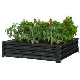 OUTSUNNY Raised Garden Bed Metal Garden Flower Vegetable Planter in Grey - thumbnail 2
