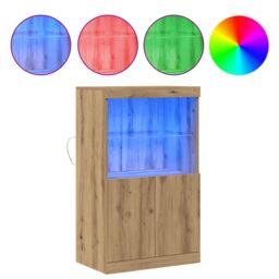 Berkfield Home Sideboard with LED Lights Artisan Oak 60x37x100 cm in Brown - Size: 60 x 37 x 100 cm - thumbnail 4