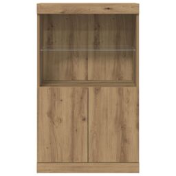 Berkfield Home Sideboard with LED Lights Artisan Oak 60x37x100 cm in Brown - Size: 60 x 37 x 100 cm - thumbnail 6