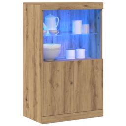 Berkfield Home Sideboard with LED Lights Artisan Oak 60x37x100 cm in Brown - Size: 60 x 37 x 100 cm - thumbnail 3