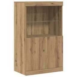 Berkfield Home Sideboard with LED Lights Artisan Oak 60x37x100 cm in Brown - Size: 60 x 37 x 100 cm - thumbnail 2