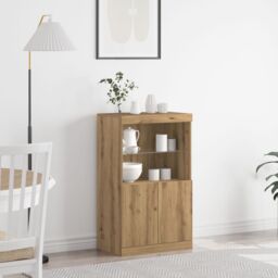 Berkfield Home Sideboard with LED Lights Artisan Oak 60x37x100 cm in Brown - Size: 60 x 37 x 100 cm - thumbnail 1