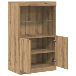 Berkfield Home Sideboard with LED Lights Artisan Oak 60x37x100 cm in Brown - Size: 60 x 37 x 100 cm - thumbnail 5