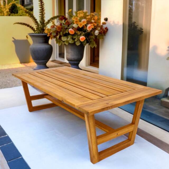 Direct Wicker Acacia Wooden Garden Coffee Table, Outdoor Patio Durable Tea Table in Brown - Size: 1 Pack - image 1