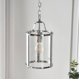 First Choice Lighting Chester - Chrome Lantern Style Adjustable Pendant Light in Silver - thumbnail 6