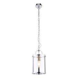 First Choice Lighting Chester - Chrome Lantern Style Adjustable Pendant Light in Silver - thumbnail 4