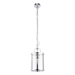 First Choice Lighting Chester - Chrome Lantern Style Adjustable Pendant Light in Silver - thumbnail 2