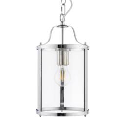 First Choice Lighting Chester - Chrome Lantern Style Adjustable Pendant Light in Silver - thumbnail 1