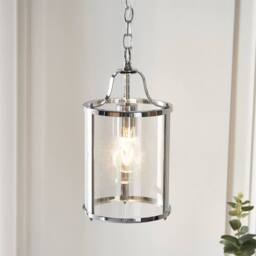 First Choice Lighting Chester - Chrome Lantern Style Adjustable Pendant Light in Silver - thumbnail 5
