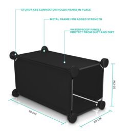 LIVIVO White 16 Cube Storage Unit Modular Shoe Rack Organiser in Black - Size: Large - thumbnail 5