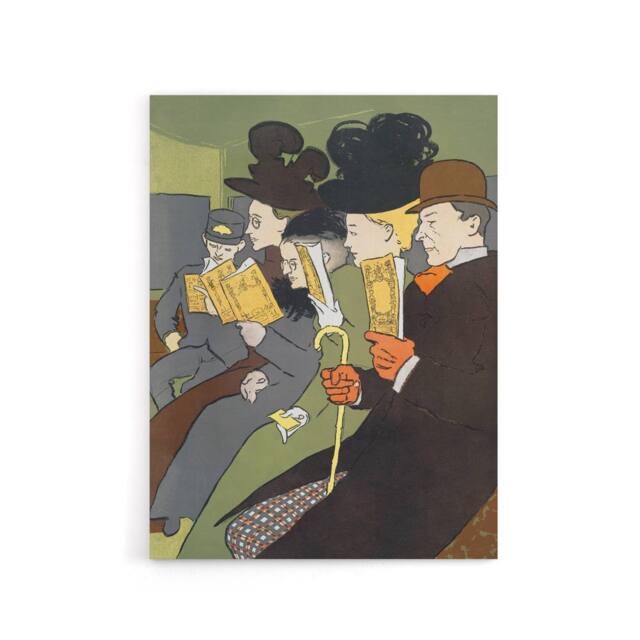 "Artery8 People Reading Magazine on Train Canvas Wall Art Print E Penfield - Size: W18"" x H24""" - image 1