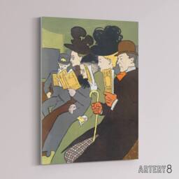 "Artery8 People Reading Magazine on Train Canvas Wall Art Print E Penfield - Size: W18"" x H24""" - thumbnail 2