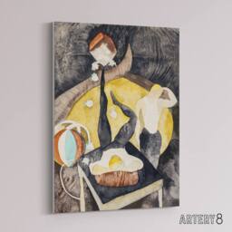 "Artery8 Two Acrobat Jugglers in Vaudeville Demuth Canvas Wall Art Print in Grey - Size: W12"" x H16""" - thumbnail 2