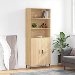 Berkfield Home Highboard Sonoma Oak 69.5x34x180 cm Engineered Wood in Brown - thumbnail 2