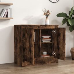 Berkfield Home Sideboard Smoked Oak 70x35.5x67.5 cm Engineered Wood in Brown - thumbnail 3