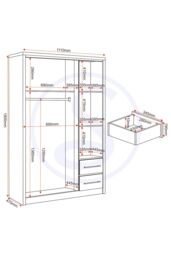 Seconique Seville 3 Door 2 Drawer Wardrobe in Grey - thumbnail 6