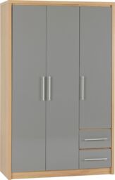 Seconique Seville 3 Door 2 Drawer Wardrobe in Grey - thumbnail 2