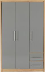 Seconique Seville 3 Door 2 Drawer Wardrobe in Grey - thumbnail 3