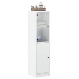 Berkfield Home Highboard with Glass Door White 35x37x142 cm - Size: 35 x 37 x 142 cm - thumbnail 4