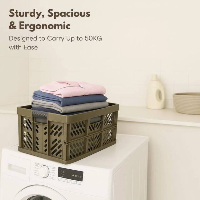 KORVIXA Storage Carry Basket Box Collapsible Organizer Bin in Olive - Size: 500mm - image 1