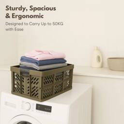 KORVIXA Storage Carry Basket Box Collapsible Organizer Bin in Olive - Size: 500mm - thumbnail 1