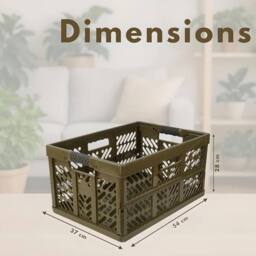 KORVIXA Storage Carry Basket Box Collapsible Organizer Bin in Olive - Size: 500mm - thumbnail 2