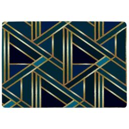Benjamin Tate Design Gold & Teal Geometric Pattern Rug in Natural - Size: Large