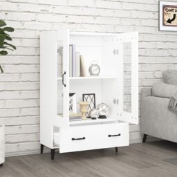 Berkfield Home Highboard White 70x31x115 cm Engineered Wood - Size: 70 x 31 x 115 cm - thumbnail 3