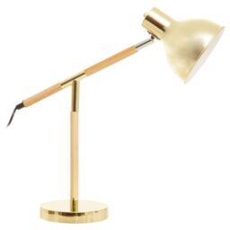 Orsina Metalic Finish Table Lamp, Adjustable Height Lamp, Easy-to-Use Chrome Table Lamp, Focused Office Lamp in Gold