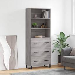 Berkfield Home Highboard Grey Sonoma 69.5x34x180 cm Engineered Wood - thumbnail 2