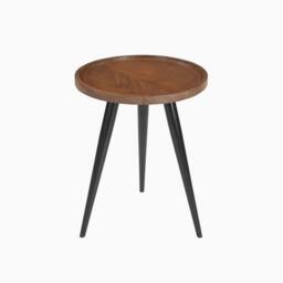 FurnitureboxUK Malaya Round Walnut Wood 3 Leg Side Table - thumbnail 3