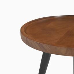 FurnitureboxUK Malaya Round Walnut Wood 3 Leg Side Table - thumbnail 5