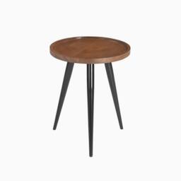 FurnitureboxUK Malaya Round Walnut Wood 3 Leg Side Table - thumbnail 4