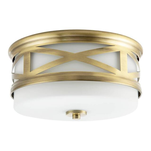 Happy Homewares Vintage & Classic Bathroom Flush Ceiling Light with Strap Design in Metallic Gold - image 1