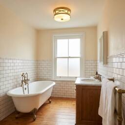 Happy Homewares Vintage & Classic Bathroom Flush Ceiling Light with Strap Design in Metallic Gold - thumbnail 6