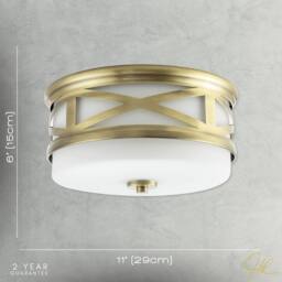 Happy Homewares Vintage & Classic Bathroom Flush Ceiling Light with Strap Design in Metallic Gold - thumbnail 7