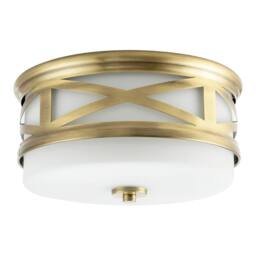 Happy Homewares Vintage & Classic Bathroom Flush Ceiling Light with Strap Design in Metallic Gold