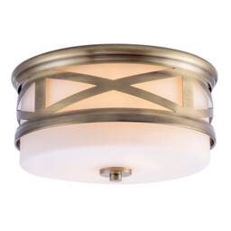 Happy Homewares Vintage & Classic Bathroom Flush Ceiling Light with Strap Design in Metallic Gold - thumbnail 2