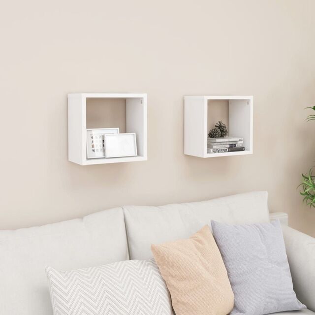 Berkfield Home Wall Cube Shelves 2 pcs White 26x15x26 cm - Size: 26 x 15 x 26 cm - image 1
