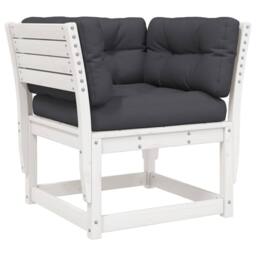 Berkfield Home Garden Sofa Armrest with Cushions White Solid Wood Pine