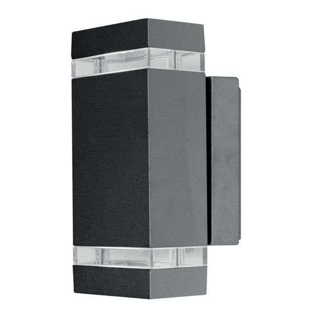 Loops Outdoor IP44 Twin Wall Light Sconce Dark Grey LED 7.6W Bulb Outside External - image 1