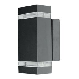 Loops Outdoor IP44 Twin Wall Light Sconce Dark Grey LED 7.6W Bulb Outside External - thumbnail 1