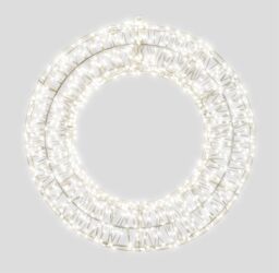 Xmas Haus 70x9cm 2D White Metal Wreath with 1200 Cool White LED in Black - Size: 70x9 cm - thumbnail 1