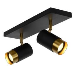 Lucide 'FLORIS' Dimmable Rotatable Indoor Twin Ceiling Spotlight 2xGU10 in Black - thumbnail 5