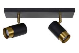 Lucide 'FLORIS' Dimmable Rotatable Indoor Twin Ceiling Spotlight 2xGU10 in Black - thumbnail 2