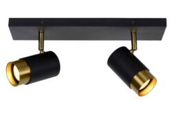Lucide 'FLORIS' Dimmable Rotatable Indoor Twin Ceiling Spotlight 2xGU10 in Black - thumbnail 1