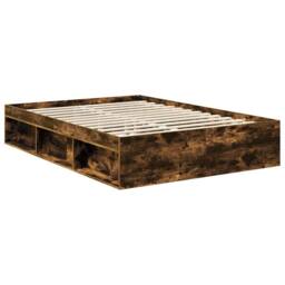 Berkfield Home Bed Frame Smoked Oak 140 x 200 cm Solid Pine Wood in Brown - thumbnail 5