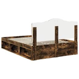 Berkfield Home Bed Frame Smoked Oak 140 x 200 cm Solid Pine Wood in Brown - thumbnail 9