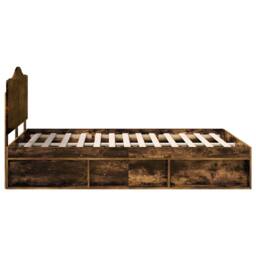 Berkfield Home Bed Frame Smoked Oak 140 x 200 cm Solid Pine Wood in Brown - thumbnail 8